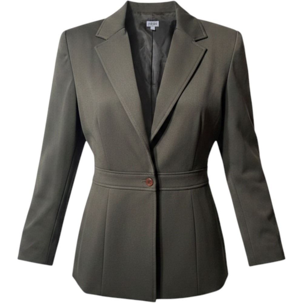 Cache Blazer Women 14 Olive Green Single Button Tailored Dark Academia Jacket